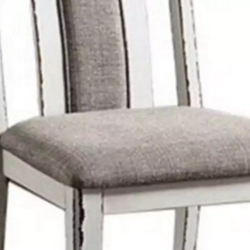 Royal Hampton Set di 2 sedie da pranzo da 24 pollici, legno bianco rustico, seduta in tessuto grigio
