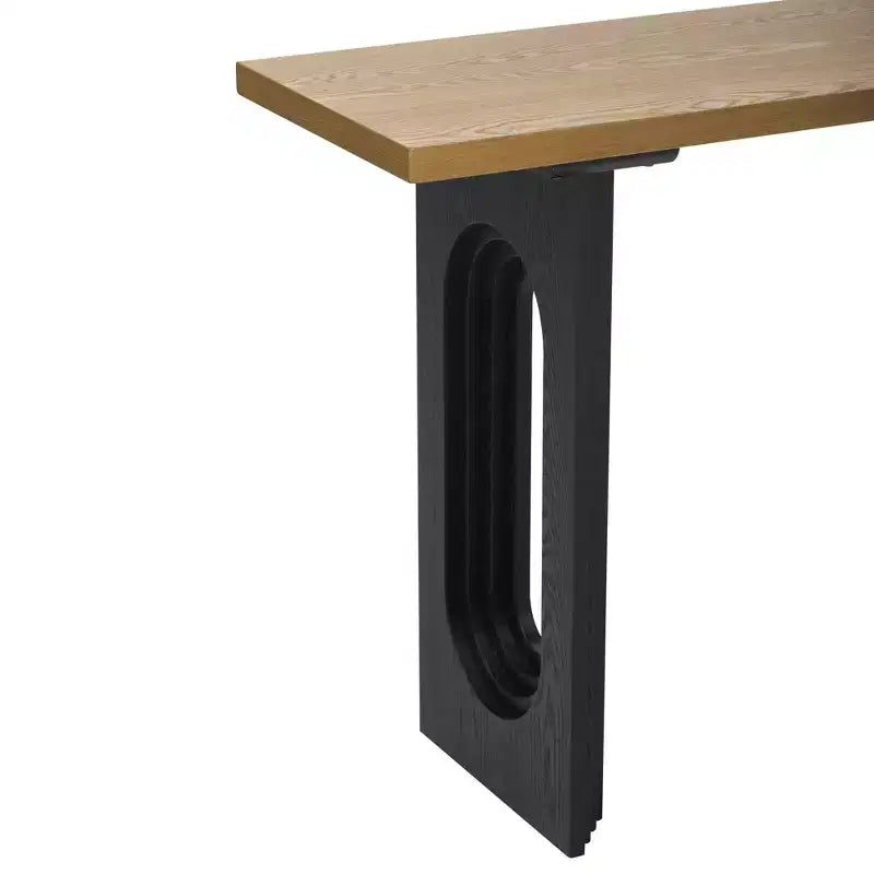 Consolle Unica con Gambe Tonne Cave, Tavolo da Ingresso Moderno in Legno per Salotto e Ingresso