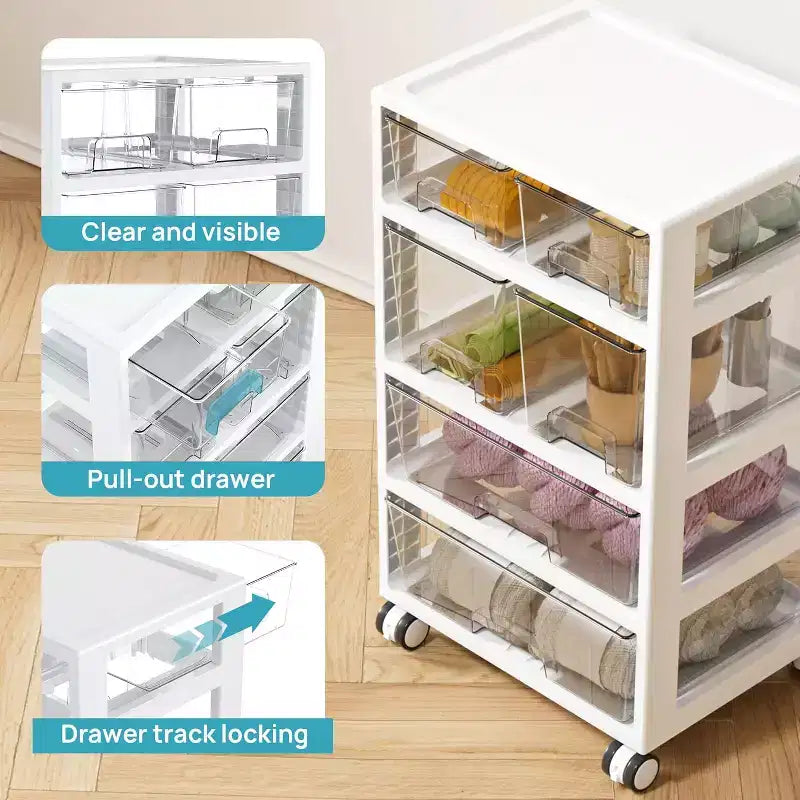 Vtopmart 1 confezione 4 strati 6 cassetti carrello portaoggetti in plastica trasparente pratico