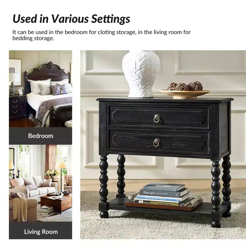 Jerardo 30 Tavolino con 2 cassetti e prese di ricarica integrate - Set da 2|ARTFUL LIVING DESIGNS