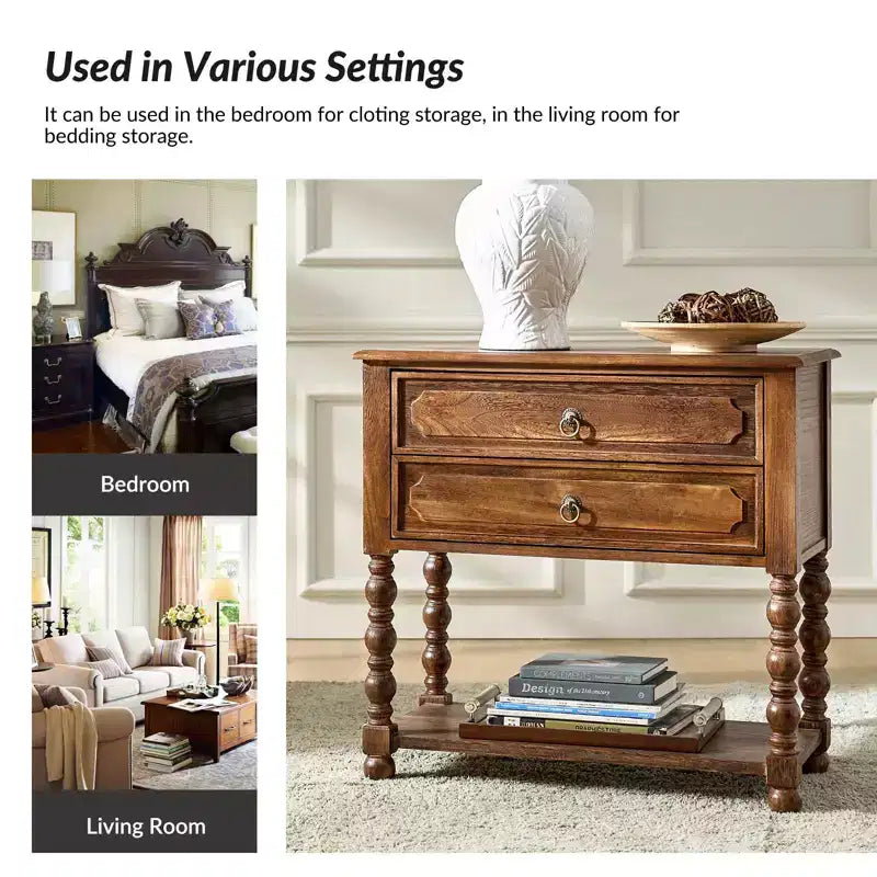 Jerardo 30 Tavolino con 2 cassetti e prese di ricarica integrate - Set da 2|ARTFUL LIVING DESIGNS