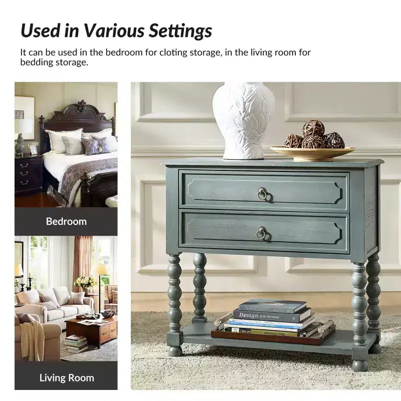 Jerardo 30 Tavolino con 2 cassetti e prese di ricarica integrate - Set da 2|ARTFUL LIVING DESIGNS