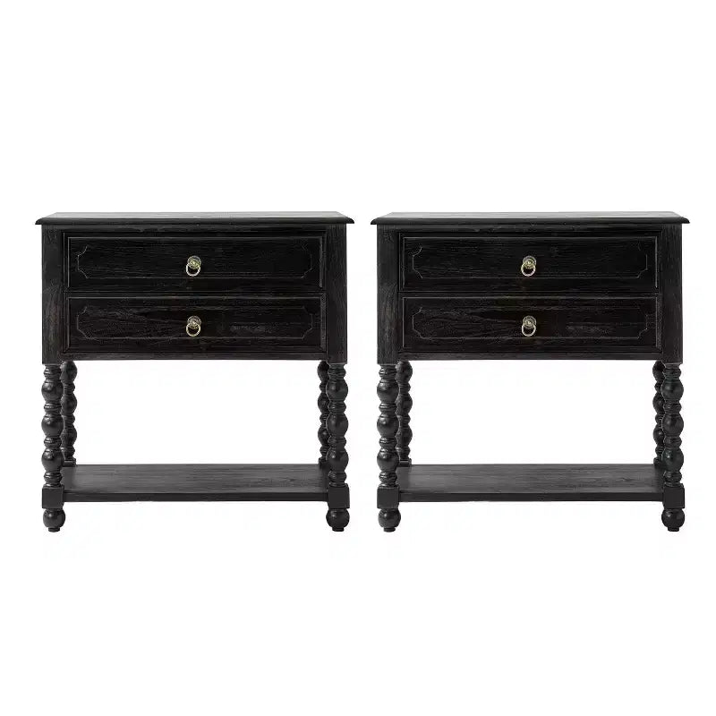 Jerardo 30 Tavolino con 2 cassetti e prese di ricarica integrate - Set da 2|ARTFUL LIVING DESIGNS