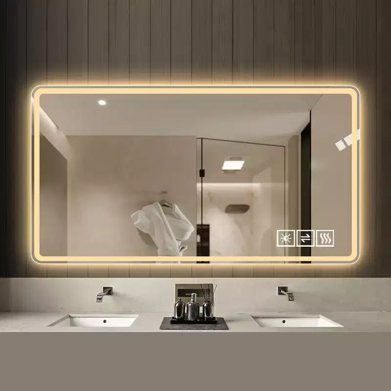 GDFStudio Brin Modern 48 Anti-Fog Lighted Bathroom Mirrors with 3 Colors and 5 Level Dimmable