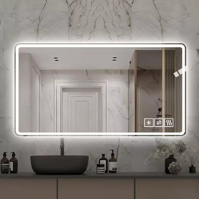 GDFStudio Brin Specchi da Bagno Moderni Anti-Appannamento da 48 pollici con 3 Colori e 5 Livelli di Intensità Luminosa