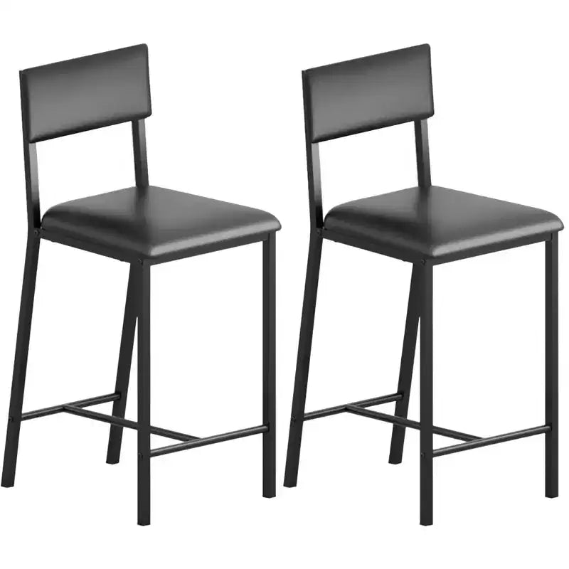 Bar Stools Set of 2/4, Counter Height Upholstered Faux Leather Kitchen Breakfast Bar Chairs with Backrest, Footrests