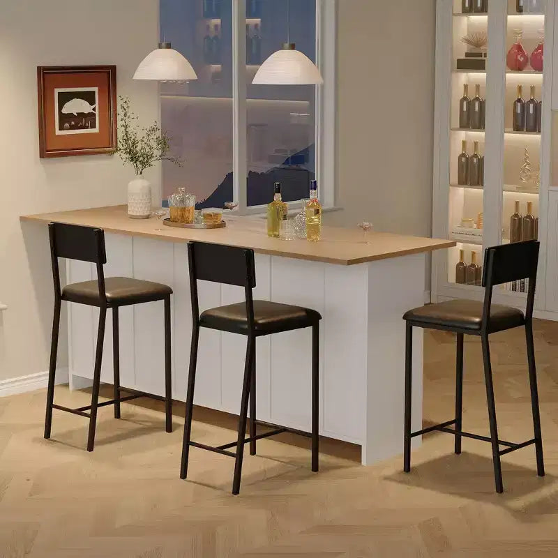 Set di 2/4 Sgabelli da Bar, Sgabelli da Cucina per Colazione Altezza Bancone con Rivestimento in Similpelle, Schienale e Poggiapiedi