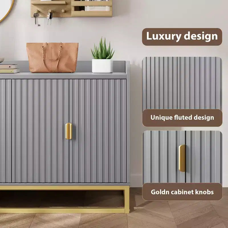 Credenza/Mobile Contenitore con 4 Ante, Tavolo Buffet Moderno per Soggiorno, Cucina, Sala da Pranzo