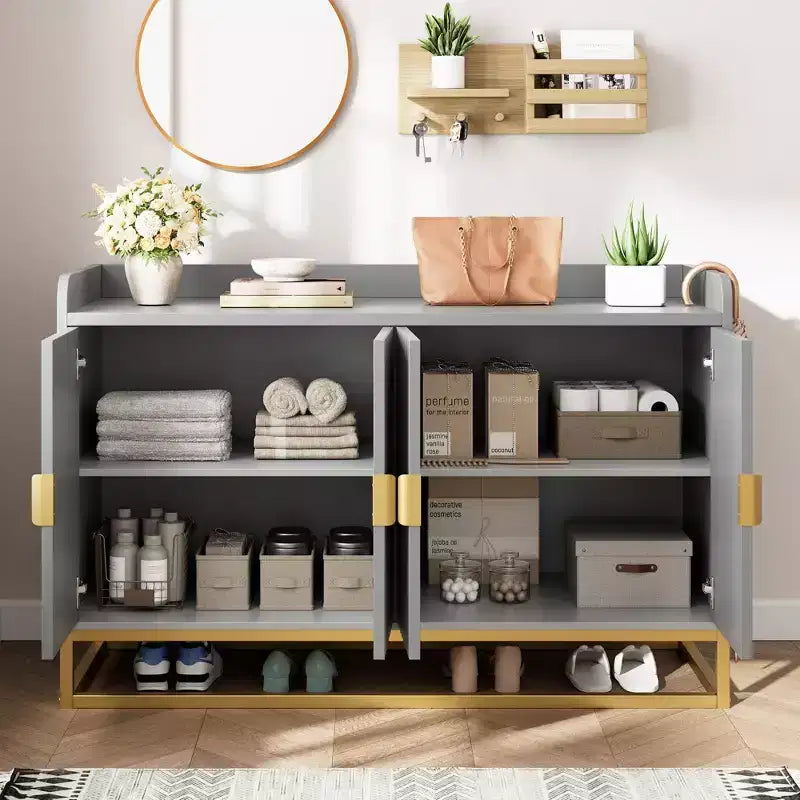 Credenza/Mobile Contenitore con 4 Ante, Tavolo Buffet Moderno per Soggiorno, Cucina, Sala da Pranzo