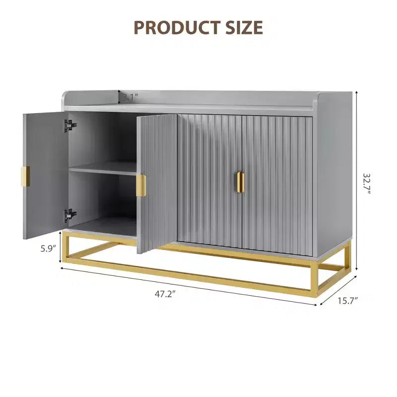 Credenza/Mobile Contenitore con 4 Ante, Tavolo Buffet Moderno per Soggiorno, Cucina, Sala da Pranzo