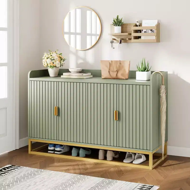 Credenza/Mobile Contenitore con 4 Ante, Tavolo Buffet Moderno per Soggiorno, Cucina, Sala da Pranzo