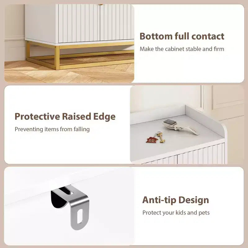 Credenza/Mobile Contenitore con 4 Ante, Tavolo Buffet Moderno per Soggiorno, Cucina, Sala da Pranzo