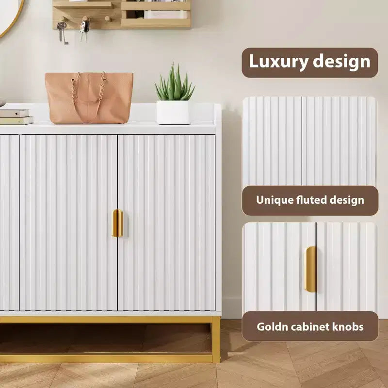 Credenza/Mobile Contenitore con 4 Ante, Tavolo Buffet Moderno per Soggiorno, Cucina, Sala da Pranzo