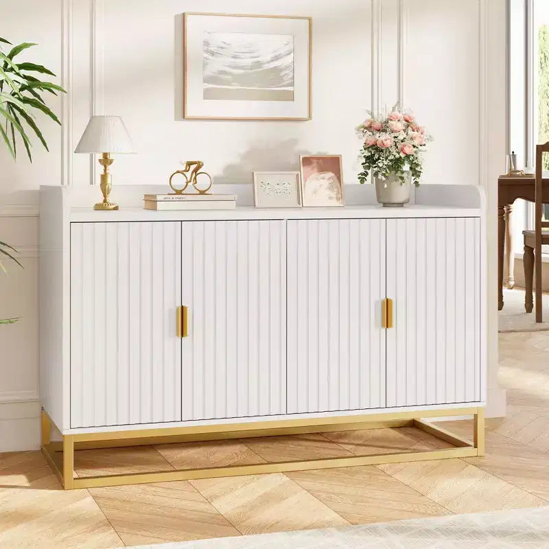 Credenza/Mobile Contenitore con 4 Ante, Tavolo Buffet Moderno per Soggiorno, Cucina, Sala da Pranzo