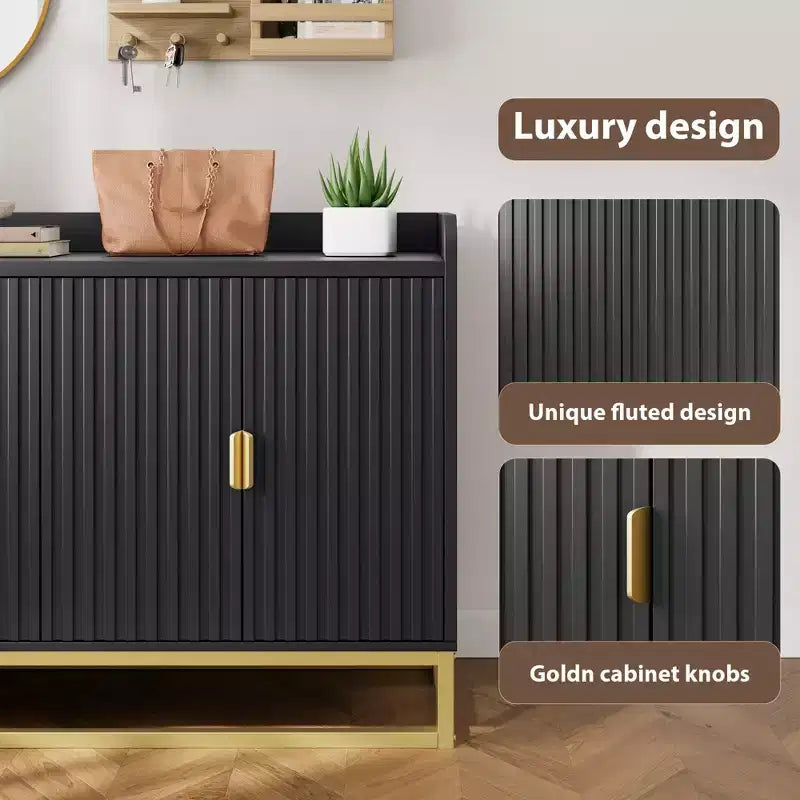 Credenza/Mobile Contenitore con 4 Ante, Tavolo Buffet Moderno per Soggiorno, Cucina, Sala da Pranzo