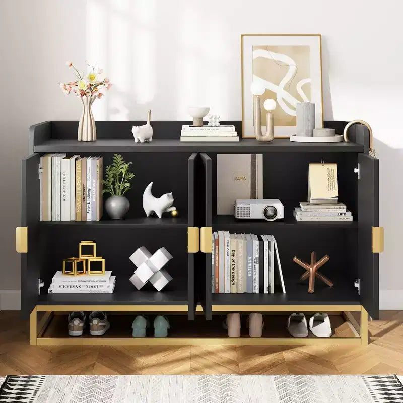 Credenza/Mobile Contenitore con 4 Ante, Tavolo Buffet Moderno per Soggiorno, Cucina, Sala da Pranzo