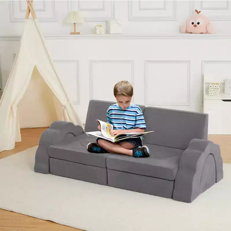Set divano giochi modulare da 11 pezzi per bambini, divano combinato per bambini, divano convertibile e tappetino da pavimento, adatto per ragazzi e ragazze.