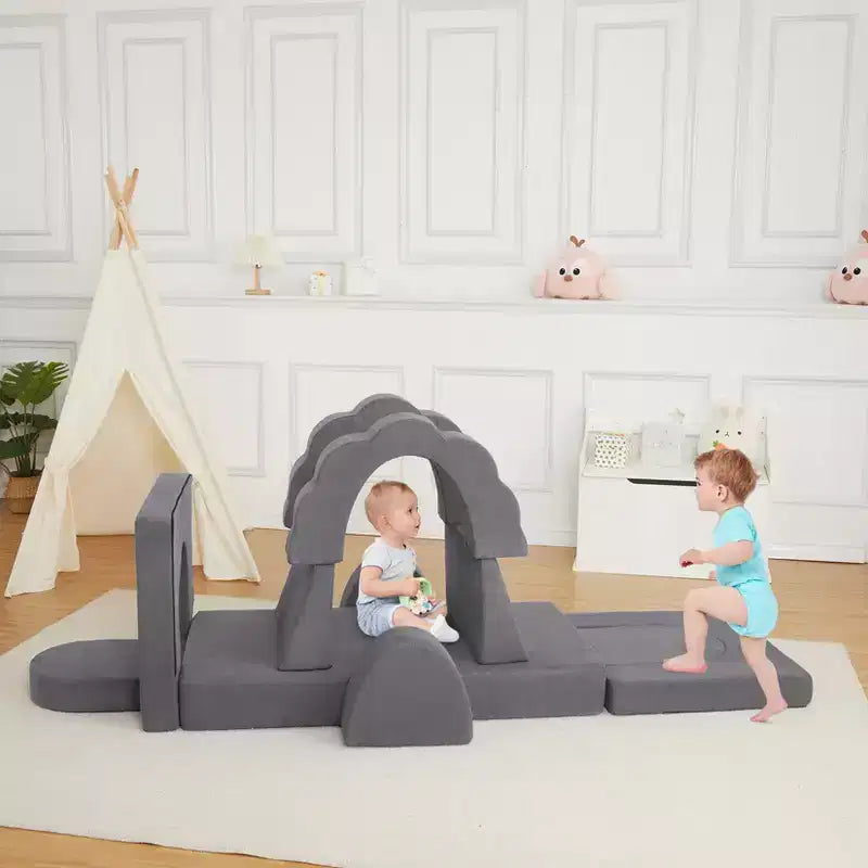 Set divano giochi modulare da 11 pezzi per bambini, divano combinato per bambini, divano convertibile e tappetino da pavimento, adatto per ragazzi e ragazze.