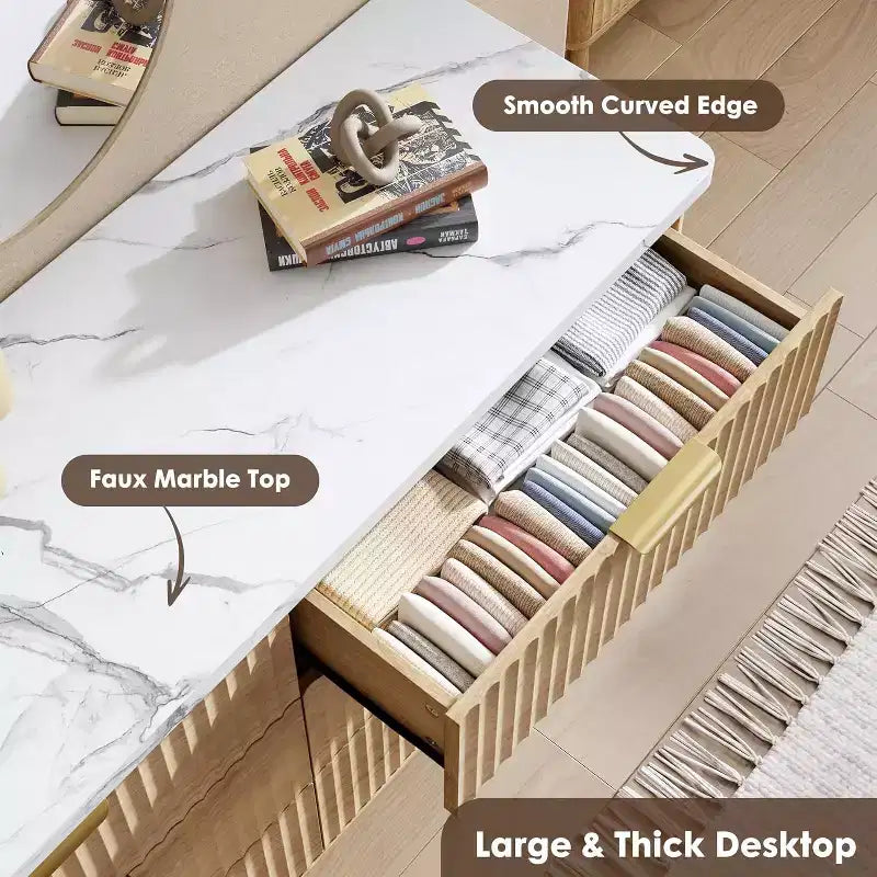 Cassettiera a 6 cassetti per camera da letto, comò largo 47 con design spesso e a fantasia grande