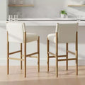 Homy Casa Set of 2 Modern 28.5 Solid Wood Bar Stools with Upholstered Seats, White