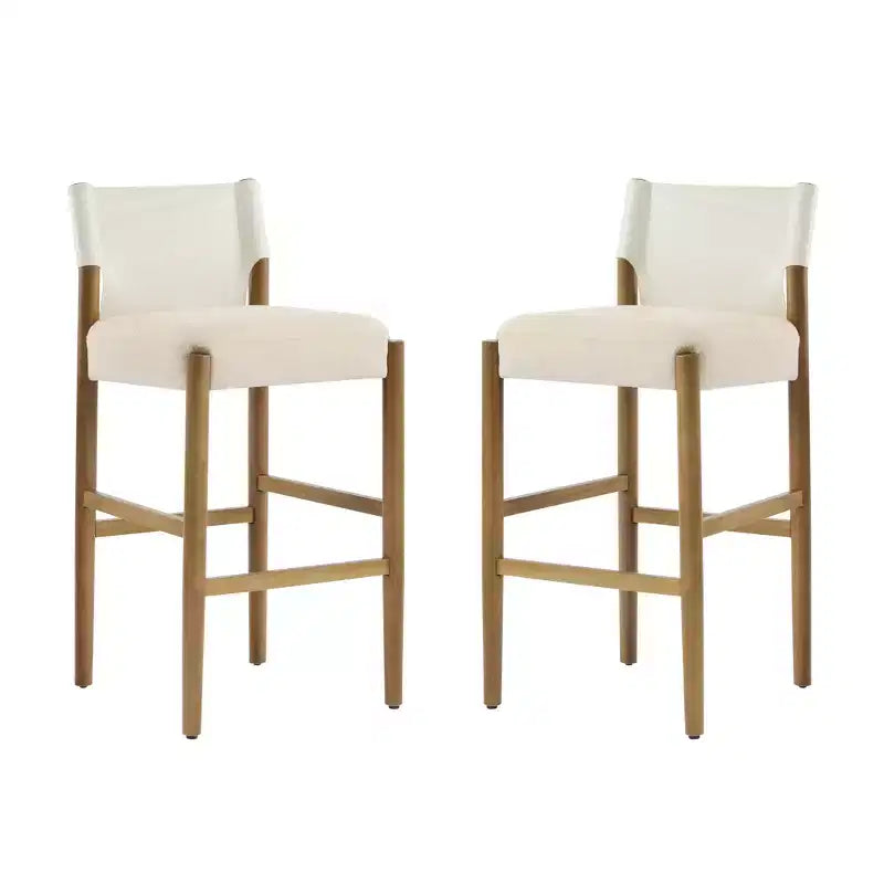 Homy Casa Set di 2 Sgabelli da Bar Moderni da 72,4 cm in Legno Massello con Sedili Imbottiti, Bianco