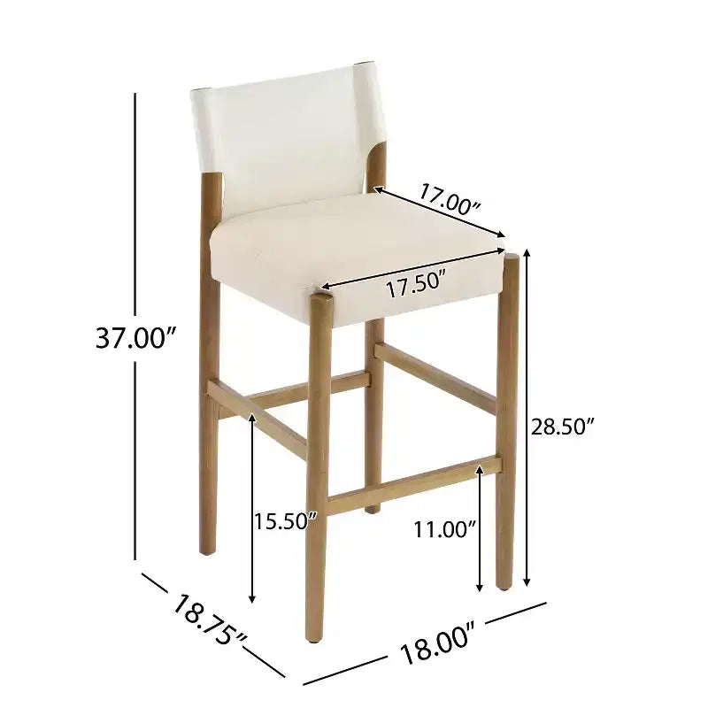 Homy Casa Set di 2 Sgabelli da Bar Moderni da 72,4 cm in Legno Massello con Sedili Imbottiti, Bianco