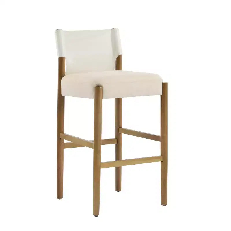 Homy Casa Set di 2 Sgabelli da Bar Moderni da 72,4 cm in Legno Massello con Sedili Imbottiti, Bianco
