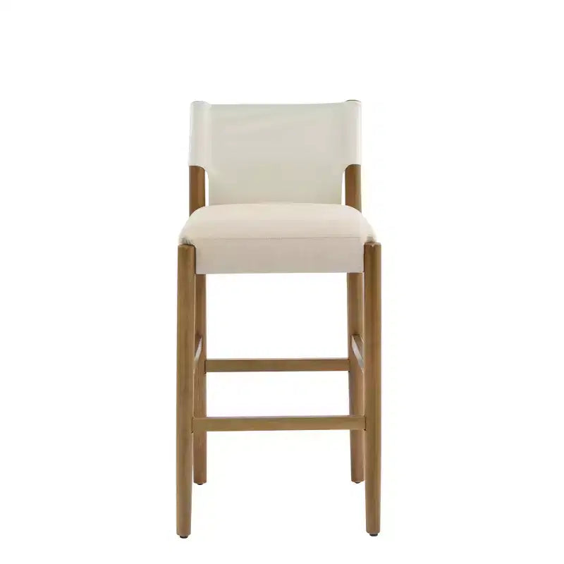 Homy Casa Set di 2 Sgabelli da Bar Moderni da 72,4 cm in Legno Massello con Sedili Imbottiti, Bianco