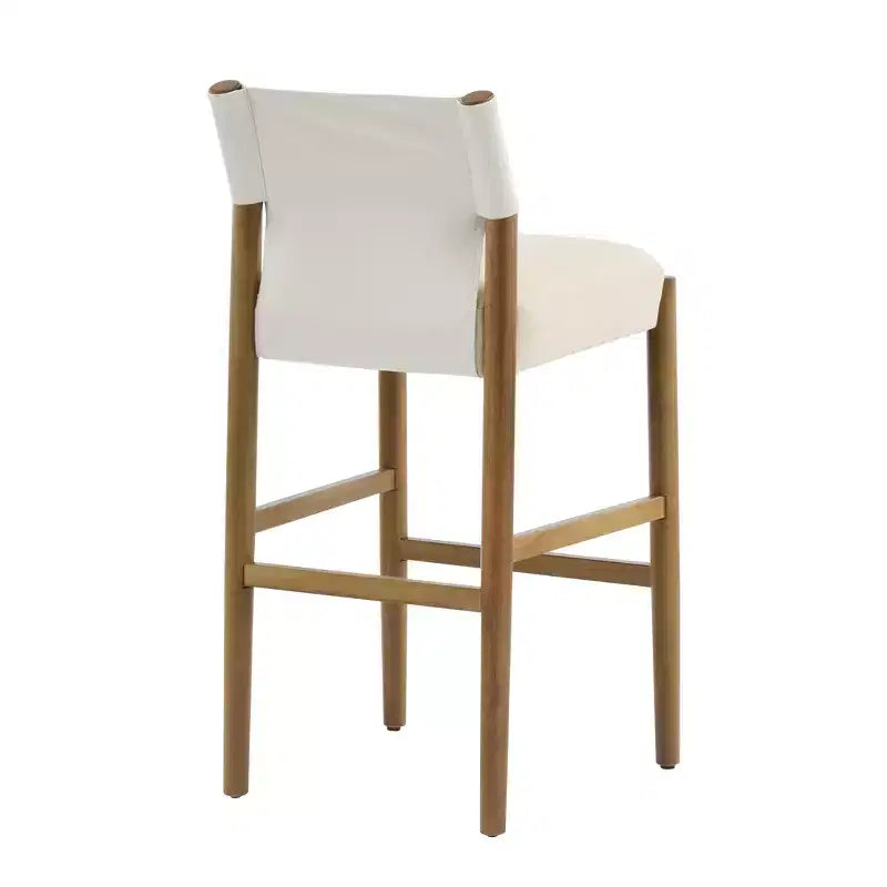 Homy Casa Set di 2 Sgabelli da Bar Moderni da 72,4 cm in Legno Massello con Sedili Imbottiti, Bianco