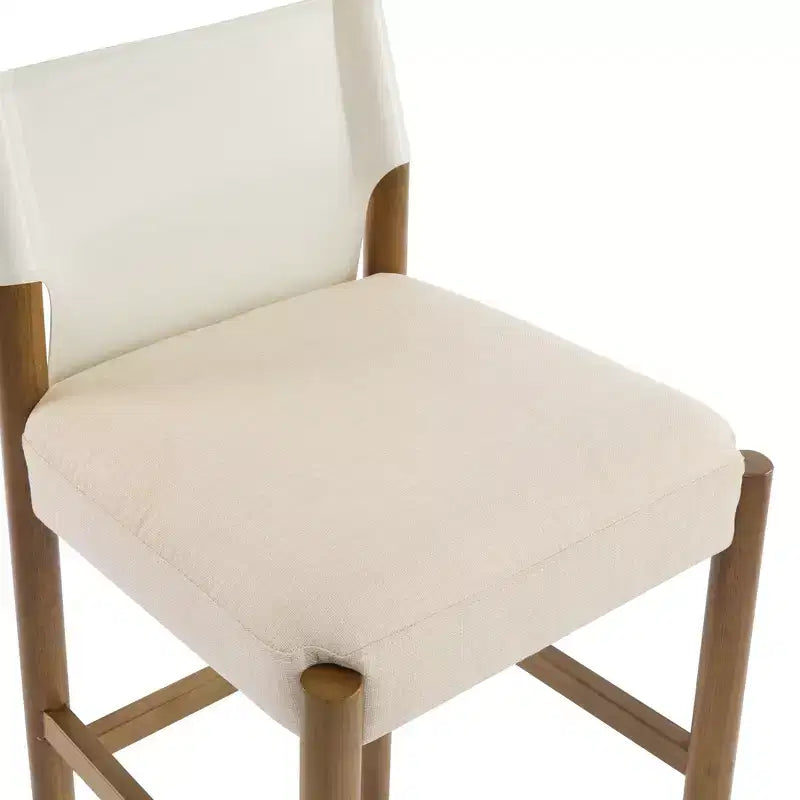 Homy Casa Set di 2 Sgabelli da Bar Moderni da 72,4 cm in Legno Massello con Sedili Imbottiti, Bianco