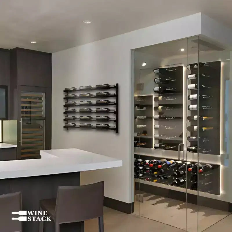 HOMLUX Moderno Portabottiglie da Parete in Metallo per 18 Bottiglie, Organizer per Vino e Bevande per Bar di Casa, Cucina