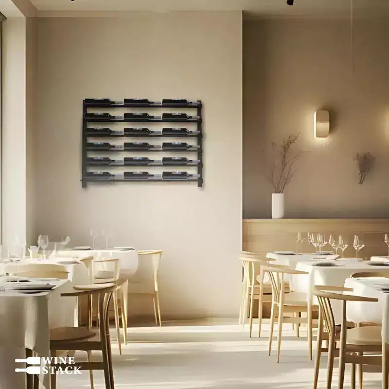 HOMLUX Moderno Portabottiglie da Parete in Metallo per 18 Bottiglie, Organizer per Vino e Bevande per Bar di Casa, Cucina