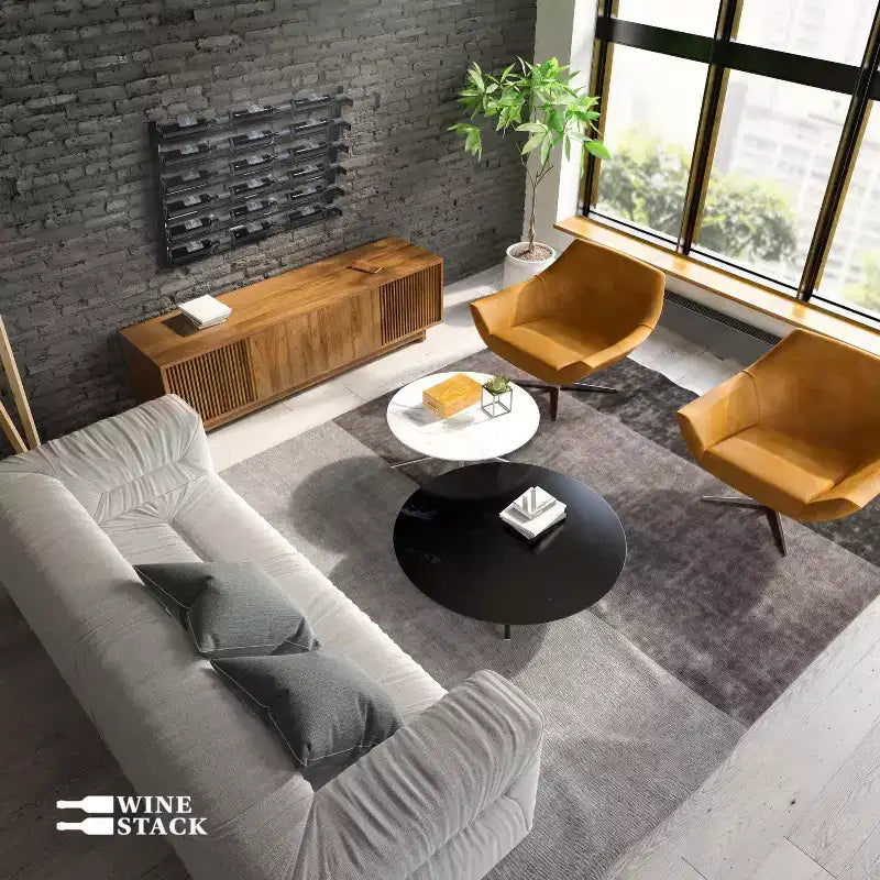 HOMLUX Moderno Portabottiglie da Parete in Metallo per 18 Bottiglie, Organizer per Vino e Bevande per Bar di Casa, Cucina