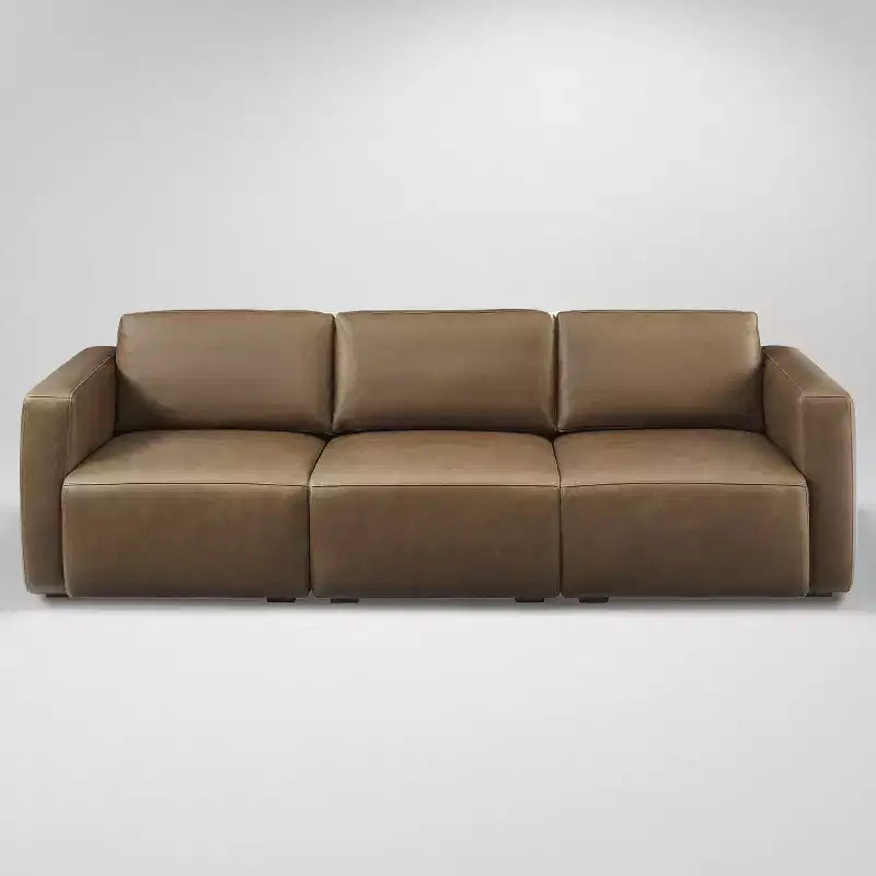 Art Leon Luxury Genuine Leather 3-Seater Modular Sectional Sofa Couch