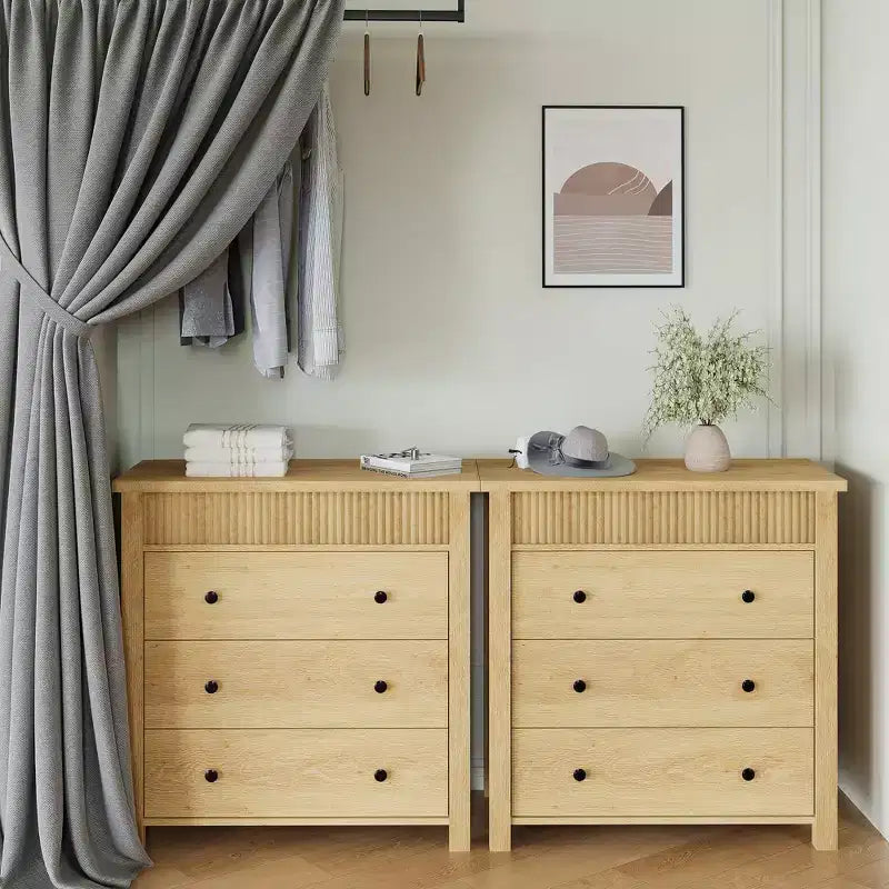Comodino con 3 cassetti per camera da letto, cassettiera in legno, tavolino scanalato, organizer per soggiorno, corridoio e ingresso