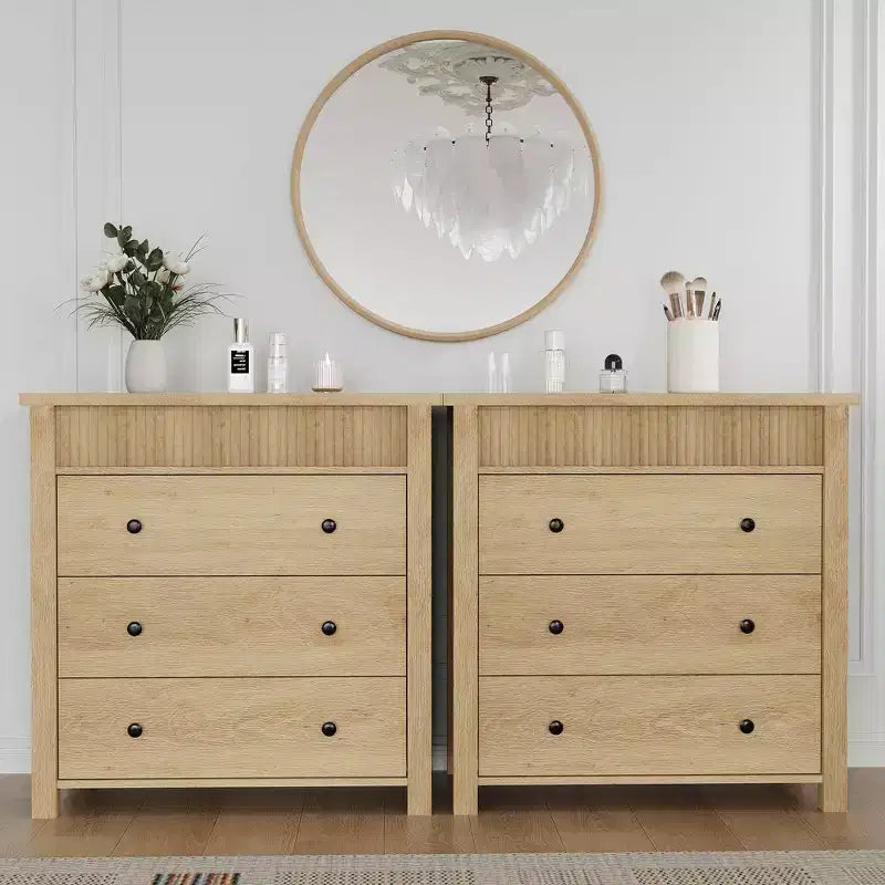 Comodino con 3 cassetti per camera da letto, cassettiera in legno, tavolino scanalato, organizer per soggiorno, corridoio e ingresso