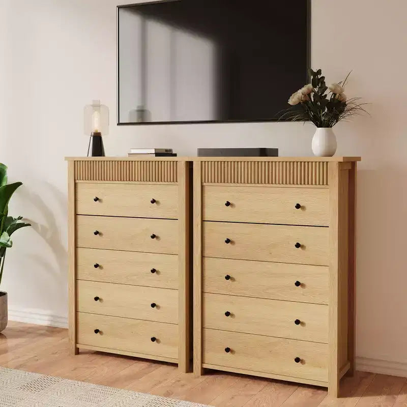 Comodino con 3 cassetti per camera da letto, cassettiera in legno, tavolino scanalato, organizer per soggiorno, corridoio e ingresso