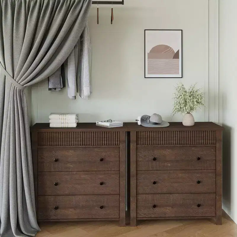 Comodino con 3 cassetti per camera da letto, cassettiera in legno, tavolino scanalato, organizer per soggiorno, corridoio e ingresso