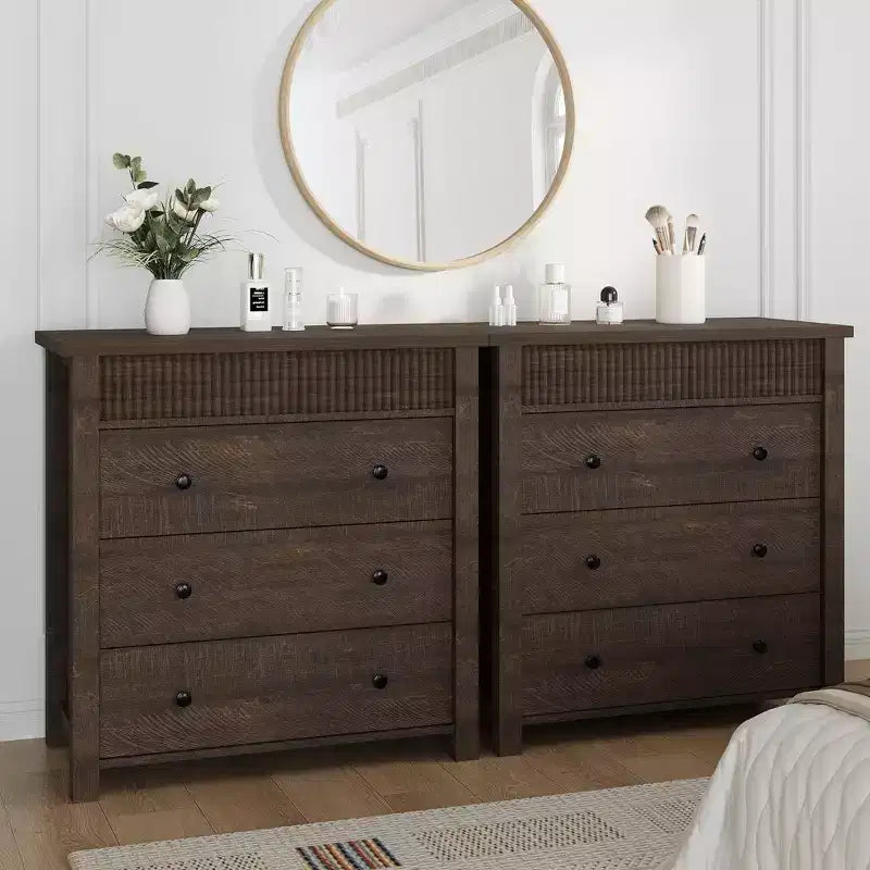 Comodino con 3 cassetti per camera da letto, cassettiera in legno, tavolino scanalato, organizer per soggiorno, corridoio e ingresso
