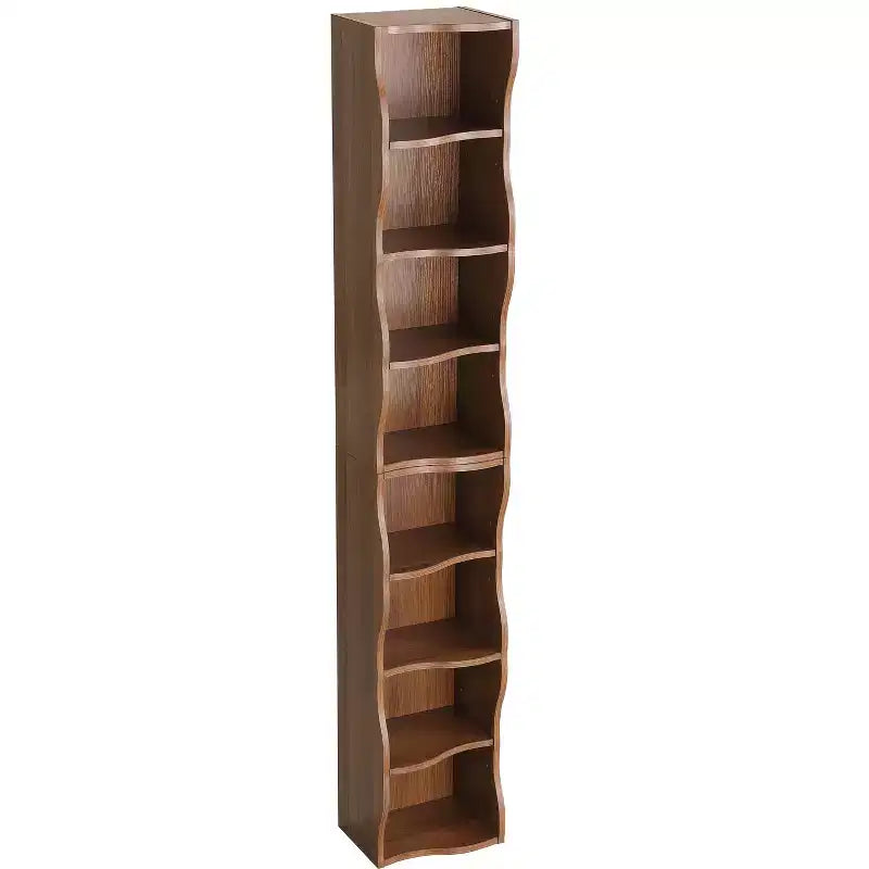 Homy Casa Scaffale Regolabile a 7 Ripiani con Armadietti Superiori e Inferiori Rimovibili, Design a Bordo Ondulato, per Soggiorno o Ufficio Domestico