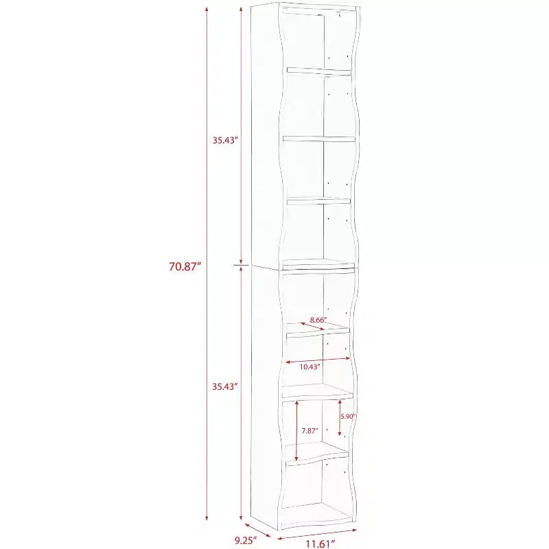 Homy Casa Scaffale Regolabile a 7 Ripiani con Armadietti Superiori e Inferiori Rimovibili, Design a Bordo Ondulato, per Soggiorno o Ufficio Domestico