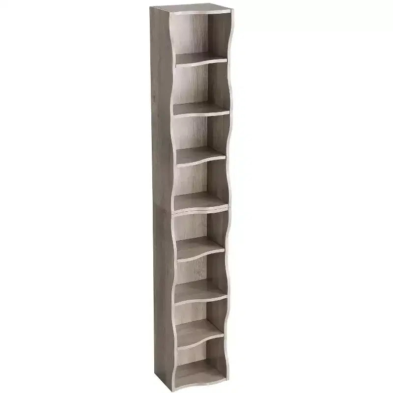 Homy Casa Scaffale Regolabile a 7 Ripiani con Armadietti Superiori e Inferiori Rimovibili, Design a Bordo Ondulato, per Soggiorno o Ufficio Domestico