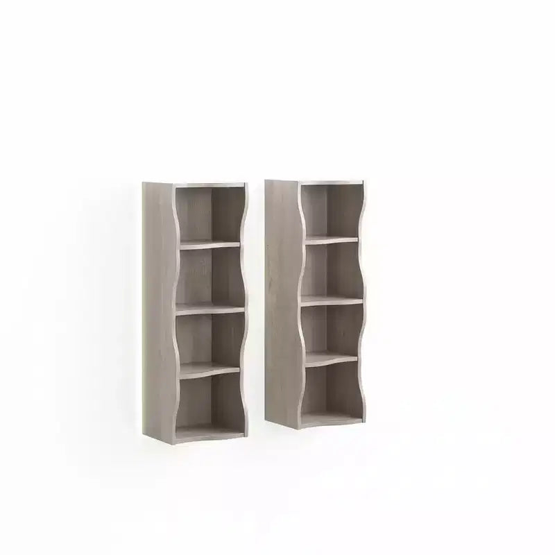 Homy Casa Scaffale Regolabile a 7 Ripiani con Armadietti Superiori e Inferiori Rimovibili, Design a Bordo Ondulato, per Soggiorno o Ufficio Domestico