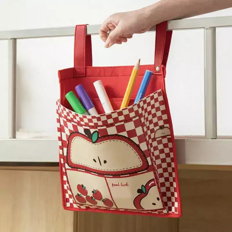 Borsa portaoggetti Alilang da appendere con simpatica stampa a casetta e cinghie a clip 39,4x30,5 cm
