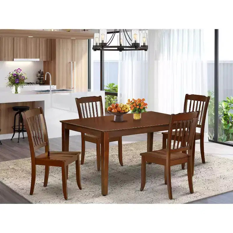 Set da Pranzo da Esterno per Patio da Spiaggia 5 Pezzi Tavolo Rettangolare e Sedie Arredo Giardino 60 Pollici