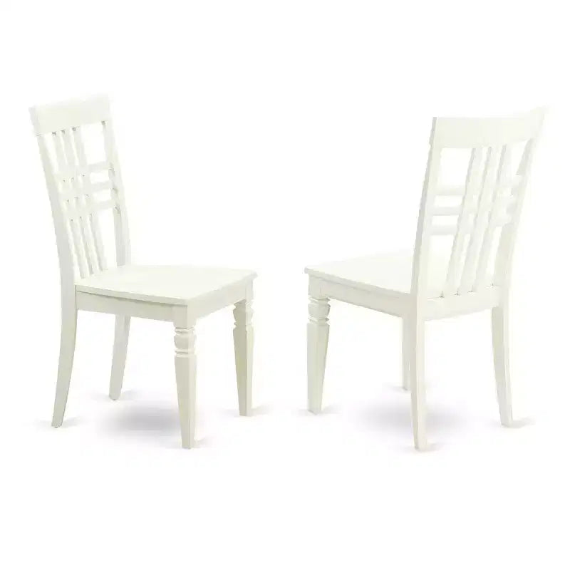 Set da pranzo 5 pezzi in legno massello con finitura lino bianco - 4 posti a sedere