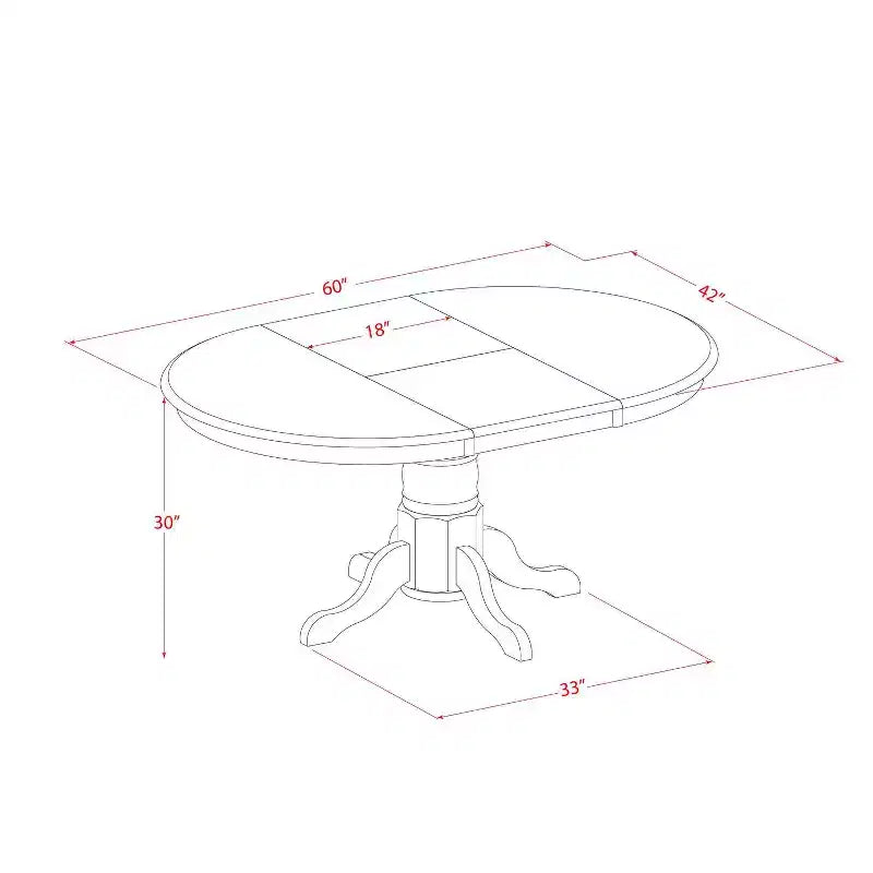 HomeStock Tavolo da pranzo ovale a 5 pezzi con piano in legno massello con finitura lino bianco con 4 sedie Parson e prolunga a farfalla
