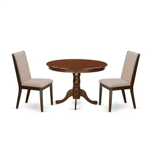 3-Piece Mahogany Finish Solid Wood Top-Dining Room Set-Seats 4