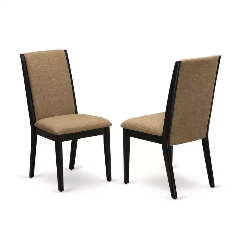 Set da pranzo da 5 pezzi con piano in legno massello e finitura nera - Rettangolare con schienale alto - Posti a sedere 4