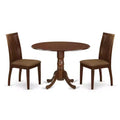3-Piece Mahogany Finish Solid Wood Top - Round Dining Room Set - Seats 4